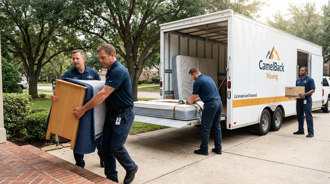 Crew loading residential truck for cross-state move from Fulton, MO