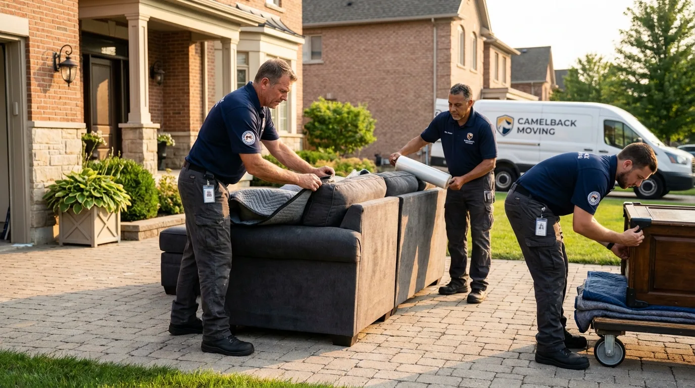 Large estate moving crew wrapping furniture in Fulton, MO
